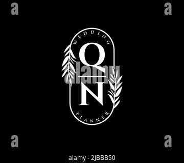 QN Initials Letter Hochzeit Monogram Logos Kollektion, handgezeichnete moderne minimalistische und florale Vorlagen für Einladungskarten, Save the Date, elegant Stock Vektor