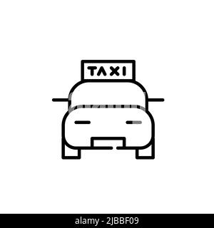 Taxi-Symbol mit einem Schild oben. Pixel-perfektes, bearbeitbares Strichsymbol Stock Vektor