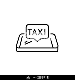Benachrichtigung über Taxianmietung auf einem isometrischen Smartphone. Pixel-perfektes, bearbeitbares Strichsymbol Stock Vektor