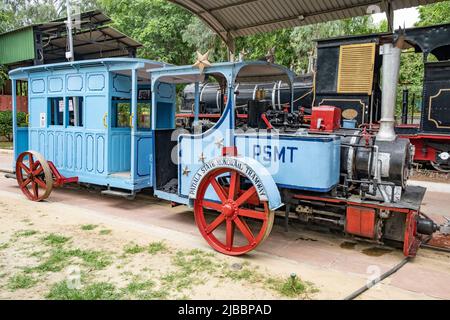 Patiala State Monorail (PSMT). Es wurde 1977 in das National Rail Museum, New Delhi, gebracht. Stockfoto