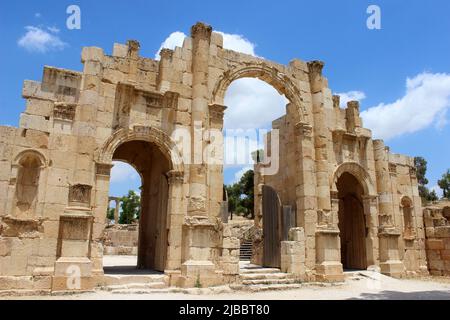 Südtor in der antiken römischen Stadt Jerash, Jordanien, Naher Osten Stockfoto