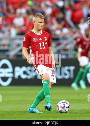 Budapest, Ungarn, 4.. Juni 2022. Andras Schafer aus Ungarn während des Spiels der UEFA Nations League in der Puskas Arena, Budapest. Bildnachweis sollte lauten: David Klein / Sportimage Stockfoto