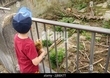 Bärenpark Bern. Die Bärengraben ist eines der beliebtesten Touristenziele für Kinder. Bern, Schweiz - Juni 2022 Stockfoto