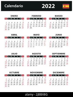 2022 Kalender - Vektorgrafik Stock. Spanien, spanische Version | Calendario 2022 - ilustración vectorial de Stock. España, versión en español Stock Vektor