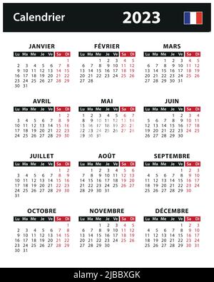 2023 Kalender - Vektorgrafik Stock. Frankreich, Französische Version | Calendrier 2023 - Illustration vectorielle Stock. Frankreich, Version française Stock Vektor