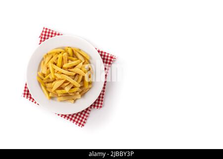 Gebratene Kartoffeln, pommes frites isoliert auf weißem Hintergrund Stockfoto