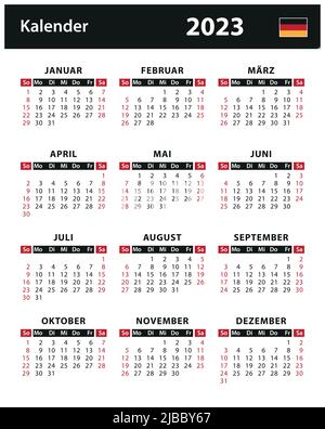 2023 Kalender - Vektorgrafik Stock. Deutschland, deutsche Version | Kalender 2023 - Vektorgrafik. Deutschland, deutsche Version Stock Vektor