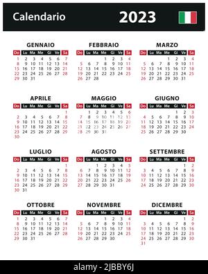 2023 Kalender - Vektorgrafik Stock. Italien, italienische Version | Calendario 2023 - illustrazione di riserva di vettore. Italien, versione italiana Stock Vektor