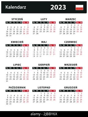 2023 Kalender - Vektorgrafik Stock. Polen, polnische Version | Kalendarz 2023 - ilustracji wektorowych. Polska, wersja polska Stock Vektor