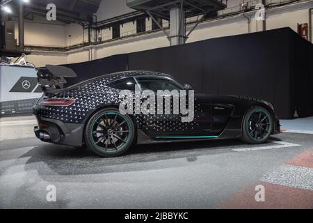 BARCELONA, SPANIEN-4. OKTOBER 2021: 2021 Mercedes-AMG GT Black Series C190 Project One Edition Stockfoto