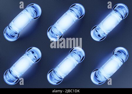3D Darstellung eines geometrischen volumetrischen abstrakten Hintergrunds mit Abbildungen ähnlich wie Türgriffe. Moderne grafische Textur. Geometrisches Muster. Stockfoto