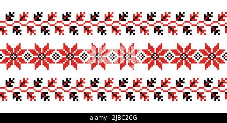 Nahtlose ukrainische traditionelle Tribal Ornament Imitation der Stickerei Stock Vektor