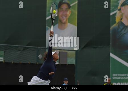 Im Bild: Französisch Tessah Andrianjafitrimo 23 Jahre spielen bei der ROTHESAY OPEN NOTTINGHAM Nottingham Tennis Center 4.–12. Juni 2022 Alle Bilder © Robert Leyland Keine Verwendung ohne vorherige Genehmigung. Stockfoto