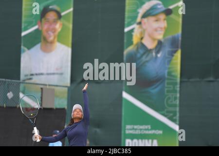 Im Bild: Französisch Tessah Andrianjafitrimo 23 Jahre spielen bei der ROTHESAY OPEN NOTTINGHAM Nottingham Tennis Center 4.–12. Juni 2022 Alle Bilder © Robert Leyland Keine Verwendung ohne vorherige Genehmigung. Stockfoto