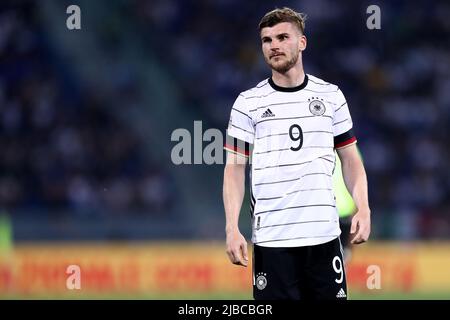 Timo Werner von Deutschland schaut auf das UEFA Nations League Group C Spiel zwischen Italien und Deutschland im Stadio Dall'Ara am 4. Juni 2022 in Bologna, Italien. Stockfoto