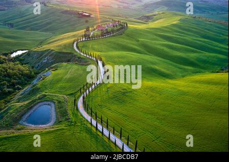 Landschaftlich reizvolle Landschaft über den Hügeln der Toskana Stockfoto