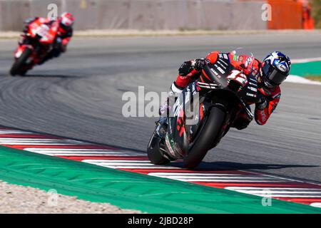 5.. Juni 2022; Circuito de Catalunya, Montmelo, Barcelona, Spanien: Gran Premio Monster Energy de Catalunya, MotoGP von Spanien, Renntag: Maverick Vinales von Spanien fährt die (12) Aprilia MotoGP während des Warm-Up Credit: Pablo Guillen/Alamy Stockfoto