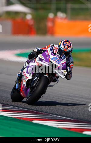 5.. Juni 2022; Circuito de Catalunya, Montmelo, Barcelona, Spanien: Gran Premio Monster Energy de Catalunya, MotoGP von Spanien, Renntag: Jorge Martin von Spanien fährt die (89) Prima Pramac Racing MotoGP während des Warm-Up Credit: Pablo Guillen/Alamy Stockfoto