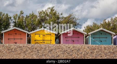 Strandhütten, Goring Stockfoto