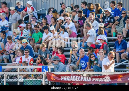 Ultimate Frisbee Competition Match - AUDL professionelle Frisbee-Spieler auf der Philadelphia Phoenix USA Disc Stockfoto