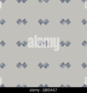 Rennflagge nahtlose Mustergravur. Vintage Sport Hintergrund in handgezeichneter Stil. Vektor wiederholte Textur für Druck, Stoff, Verpackung, Tapete, ti Stock Vektor