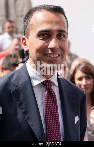 Somma Vesuviana, Neapel, Italien. 05.. Juni 2022. Luigi Di Maio, Minister für auswärtige Angelegenheiten und internationale Zusammenarbeit, besucht am 5. Juni 2022 die Somma Vesuviana anlässlich der Kommunalwahlen. Kredit: Unabhängige Fotoagentur/Alamy Live Nachrichten Stockfoto