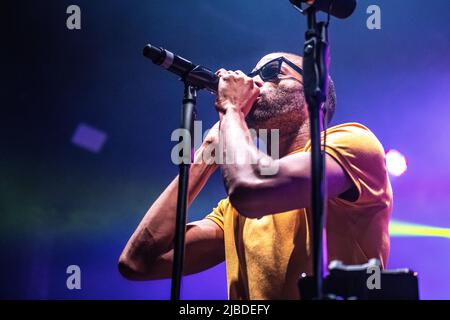 Trombone Shorty beim Auftritt in Razzmatazz, Barcelona 3 Jun. 2022. Fotograf: Ale Espaliat Stockfoto