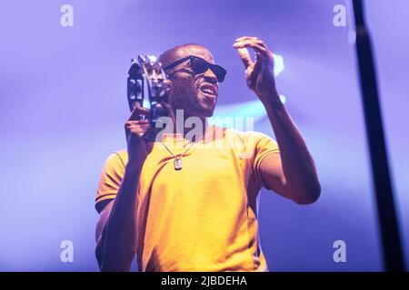 Trombone Shorty beim Auftritt in Razzmatazz, Barcelona 3 Jun. 2022. Fotograf: Ale Espaliat Stockfoto