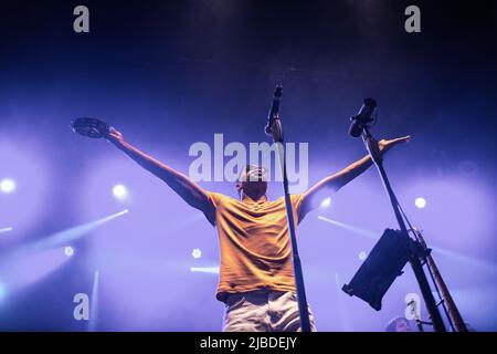 Trombone Shorty beim Auftritt in Razzmatazz, Barcelona 3 Jun. 2022. Fotograf: Ale Espaliat Stockfoto