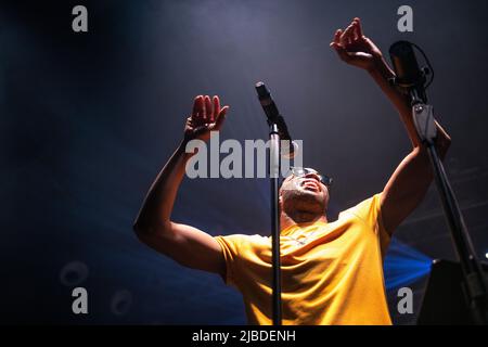 Trombone Shorty beim Auftritt in Razzmatazz, Barcelona 3 Jun. 2022. Fotograf: Ale Espaliat Stockfoto