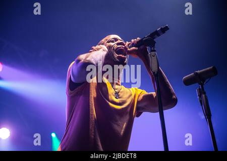 Trombone Shorty beim Auftritt in Razzmatazz, Barcelona 3 Jun. 2022. Fotograf: Ale Espaliat Stockfoto