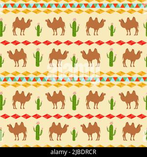 Muster mit Kamelen und dekorativem Ornament. Stock Vektor