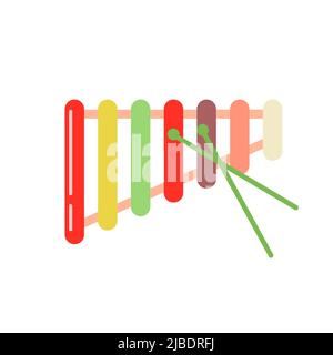 Buntes Vektor-Xylophon isoliert auf weißem Hintergrund. Niedliche Kinder Musical Spielzeug Illustration Stock Vektor