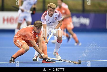 Stratford, Großbritannien. 05.. Juni 2022. England V Niederlande Herren FIH Pro League. Lee Valley Hockey Center. Stratford. Koen Bijen (Niederlande) während des Eishockeyspiels England V Niederlande Herren FIH Pro League. Kredit: Sport In Bildern/Alamy Live Nachrichten Stockfoto