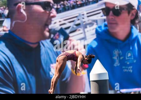 Saisonauftakt der Red Bull Cliff Diving Competition World Series auf der Boston ICA Stockfoto