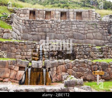 Blick auf Tambo oder Tampu Machay, die Inka-Ruinen in Cusco oder die Stadt Cuzco, Peru Stockfoto