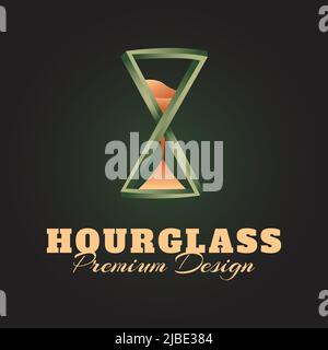 Luxus 3D Gold Sanduhr Logo Vektor Illustration Design, moderne luxuriöse kreative Sanduhr Logo Symbol Symbol Vorlage Grafik-Design Stockfoto