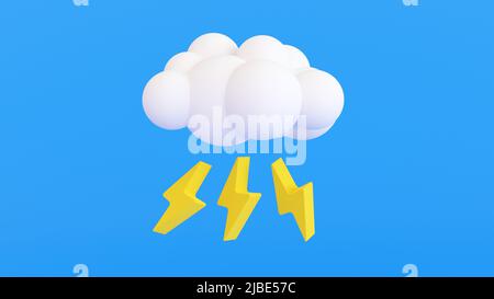 Wetterprognose, Wettersymbol, Wolke und Blitz, 3D Rendering. Stockfoto