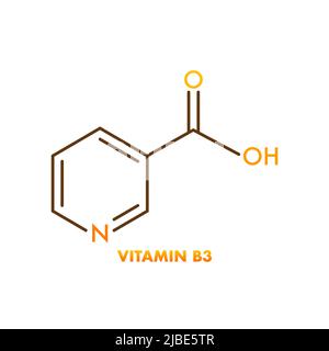 Vitamin-B3-Formel. Vektor-isolierte Illustration. Designelement Stock Vektor