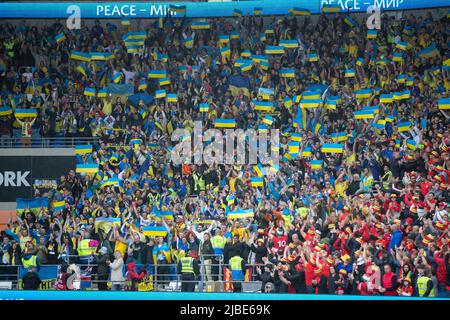 Cardiff, Wales, Großbritannien. 5.. Juni 2022. Während des FIFA World Cup Play-off-Finalspiels zwischen Wales und der Ukraine im Cardiff City Stadium. Kredit: Mark Hawkins/Alamy Live Nachrichten Stockfoto