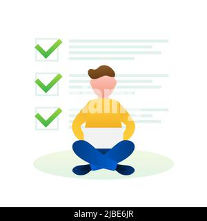 Online-Prüfung, Checkliste und Bleistift, Auswahl der Antwort, Fragebogen-Formular, Prüfung. Vektorgrafik Stock Vektor