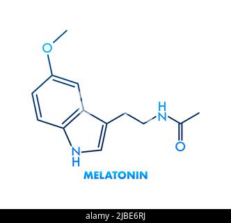 3D Melatonin-Formel auf weißem Hintergrund. Isolierte Vektordarstellung Stock Vektor