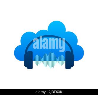 Symbol für die Musikzeile für Web-, Mobil- und Infografiken herunterladen. Flaches Design. Symbol für Cloud-Speicher. Datenspeicherung Stock Vektor