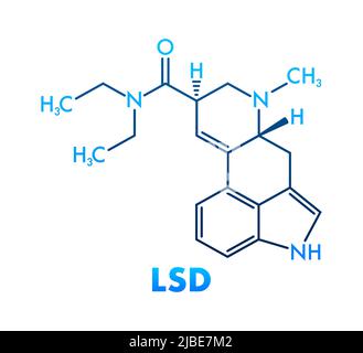 LSD-Formel. LSD-Lyserginsäure-Diethylamid-Medikamentenformel Stock Vektor