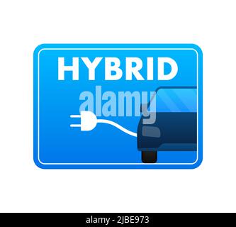 Kfz-Elektroladestation. Hybrid-Kfz-Ladegerät. Abstraktes Symbol auf rotem Hintergrund. Vektor-isolierte Illustration Stock Vektor