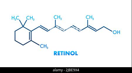 Symbol mit Netzhautformel. Retinal True Vitamin A , Formel C20H30O Stock Vektor