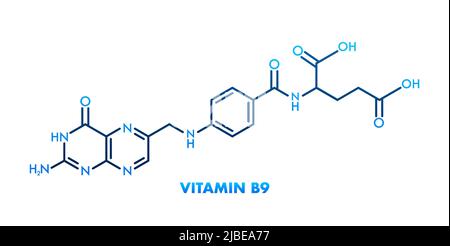 Vitamin-B9-Formel. Strukturformel von Vitamin B9 Stock Vektor