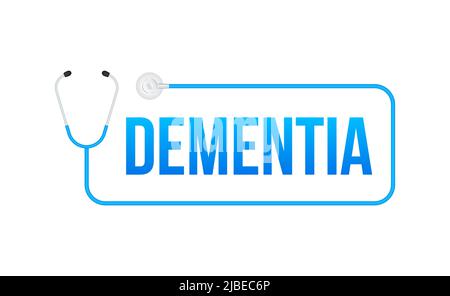 Demenz Medizin Zeichen in flachem Stil. Medizinische Infografik. Vektorgrafik. Stock Vektor