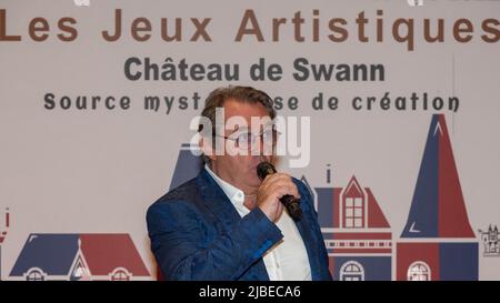 Paris : 'Jeux artistiques' au carrousel du Louvre, introduit par l'ambassadeur de Chine et organisé par Anath Tordjman-Compagnon. Stockfoto