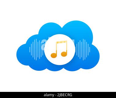Symbol für die Musikzeile für Web-, Mobil- und Infografiken herunterladen. Flaches Design. Symbol für Cloud-Speicher. Datenspeicherung Stock Vektor